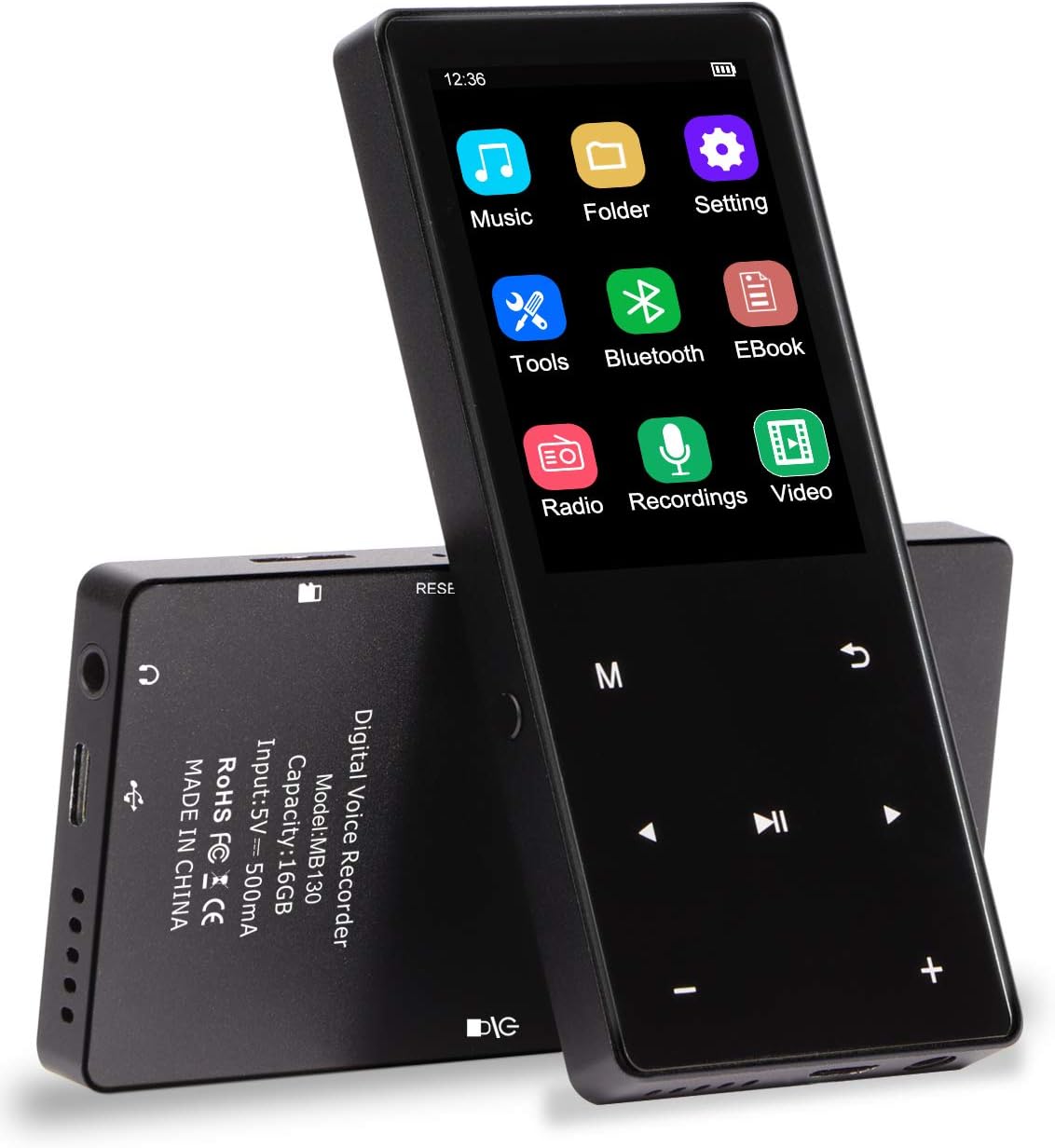 Aomago Bluetooth Music Player - Portable 32gb MP3 Player with Bluetooth, FM Radio, Ideal for Sports| Running | Hiking (Headphone & Waterproof Armband Included)