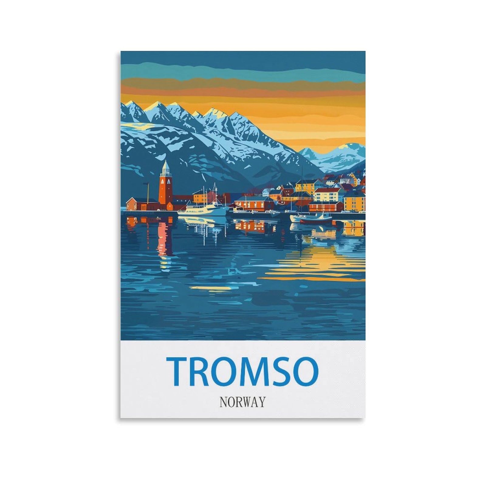 Zhilijing Unframe-Style Tromso Norway Vintage Travel Poster 16X24inch(40X60cm) Decorative Painting Canvas Wall Posters And Art Picture Print Modern Family Bedroom Decor Posters