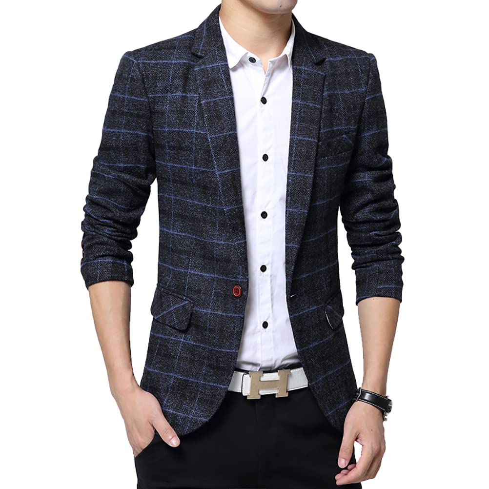 Giacca Uomo Casual A Quadri Vestito da Cerimonia Uomo Moda Giacca Uomo Elegante Primaverile Abito da Sposo Uomo Cappotto Uomo Corto Elegante Blazer Uomini Casual Giacche