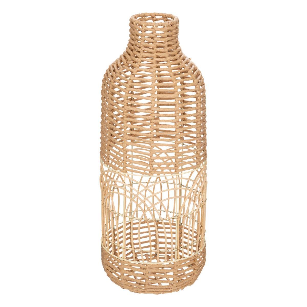 Atmosphera - Grand Vase Lour en Rotin Tressé - D 22 x H 55 cm, Design Ajouré - pour Fleurs Séchées, Décoration Bohème, Salon, Entrée