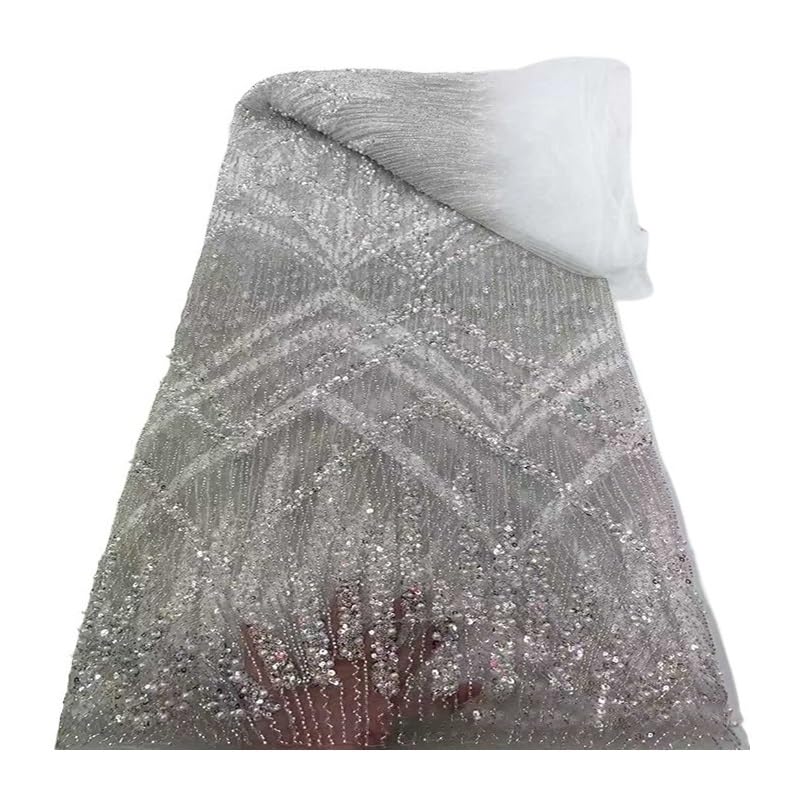 Tissu en dentelle laminée blanc broderie par ordinateur pour couture de robe