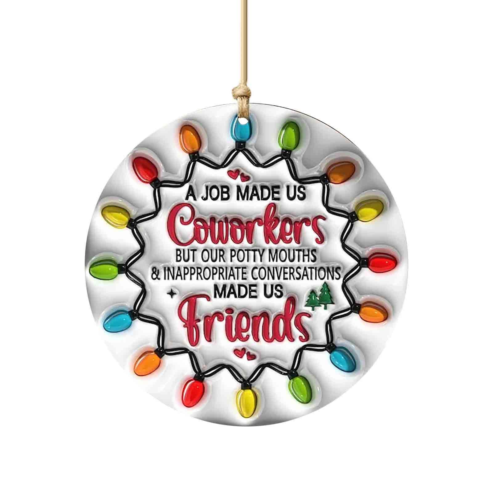 Ewleguzka Christmas Round Ornament Keepsake, Best Friend Christmas Tree Ornament Decorations, Xmas Friendship Gifts for Friends, Women, Coworkers, Sisters