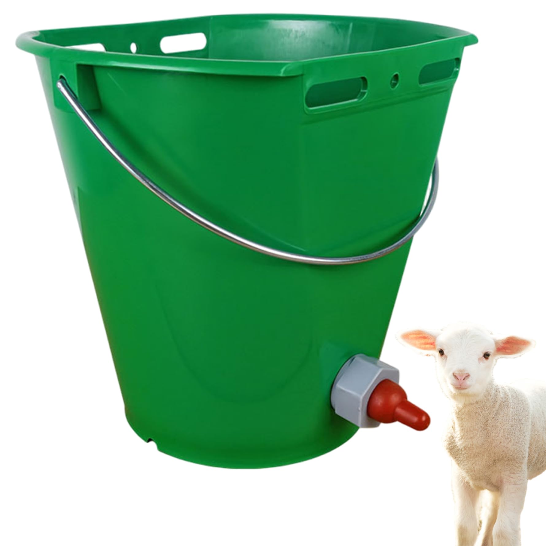Seau d'alimentation en plastique pour lait, 8 L Seau d'alimentation pour agneaux capacité Mangeoire pour chèvres laitières avec tétine, pot ' pour animaux (1 ouverture)