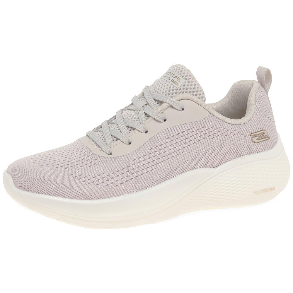 Skechers - Scarpe Sportive con Lacci, Suola Bianca in Gomma, Tessuto, Tinta Unita, per: Donna, Nat, 41 EU