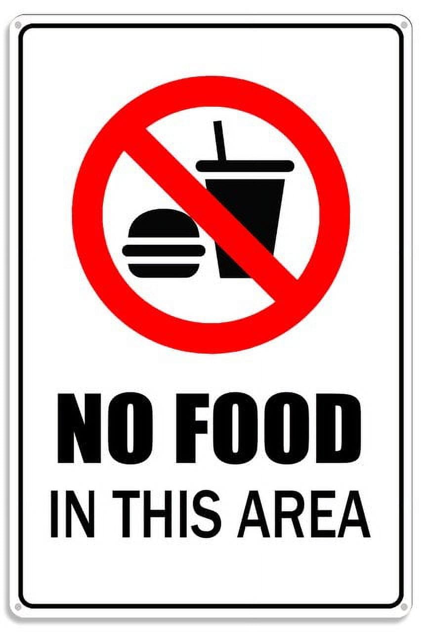 peiyeety No Food in This Area Metal Sign with Symbol Aluminum Uv Printed 4 Pre-Drilled Holes 12x16 Inches