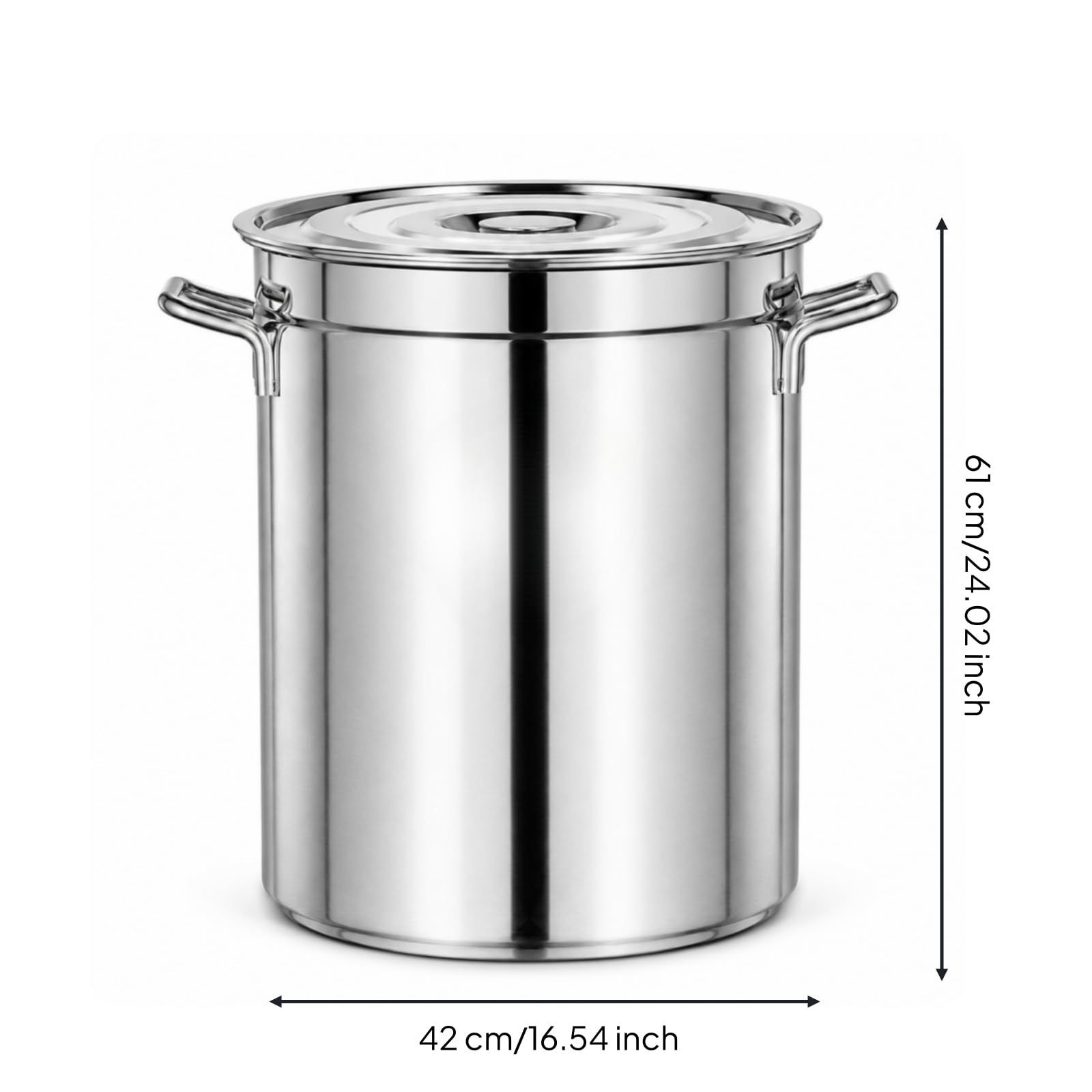 Olla Acero Inoxidable con Tapa Versátil Olla con Marcas Internas Cazuela para Cocineros, Comedores, Cocina Comercial, 45 60 Cm