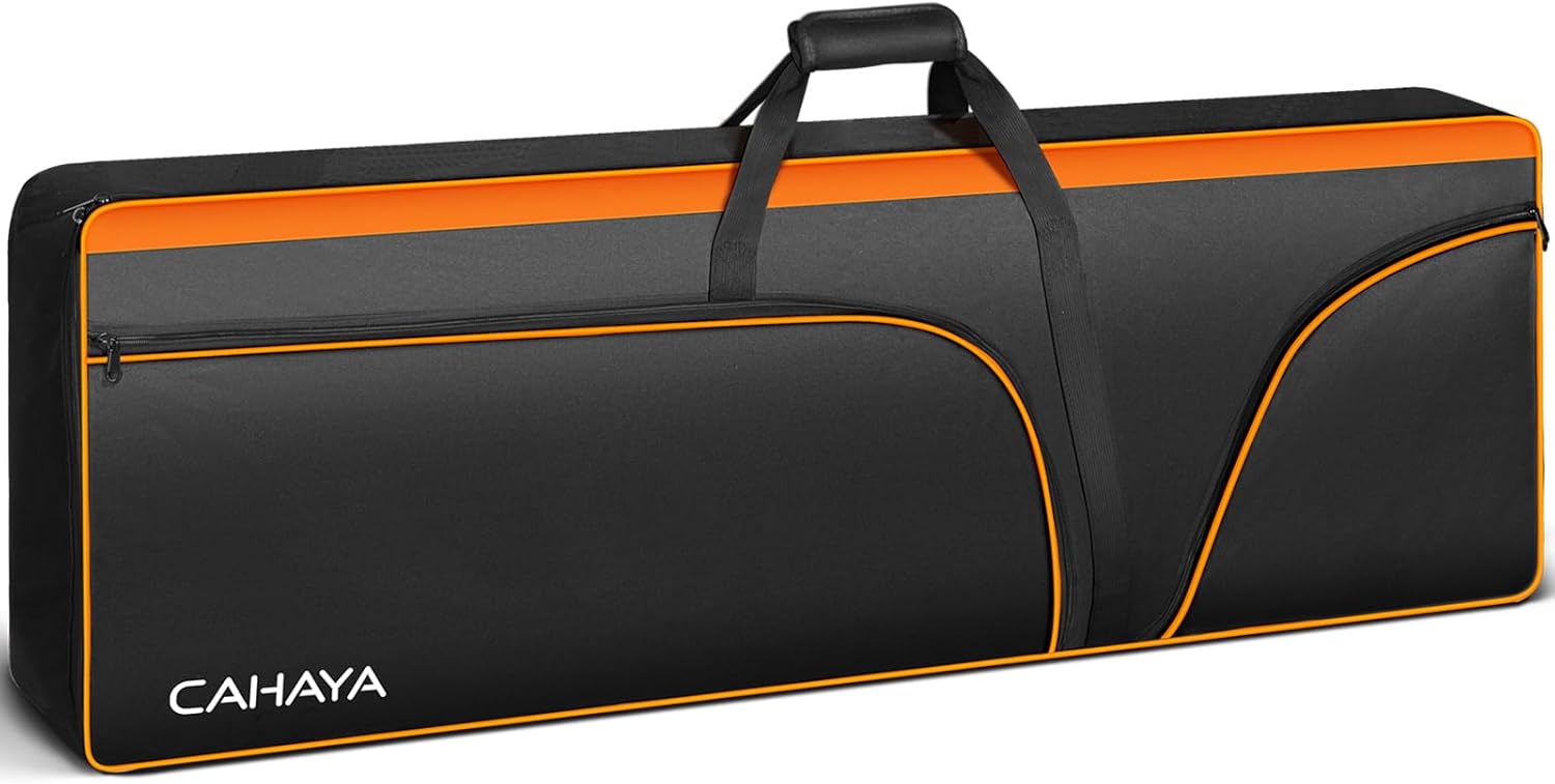 CAHAYA 88 Key Keyboard Case Electric Keyboard Piano Gig Bag 0.5inch Thick Padded Case with Side Handles and Adjustable Shoulder Straps CY0327