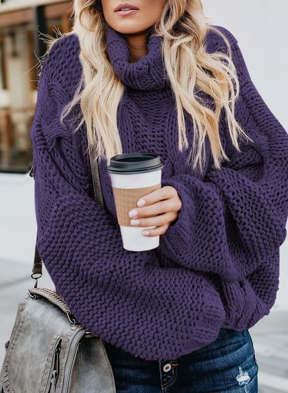 Image of Dokotoo Womens Sweaters Turtleneck Cable Knit Chunky Pullover Fall Outfits