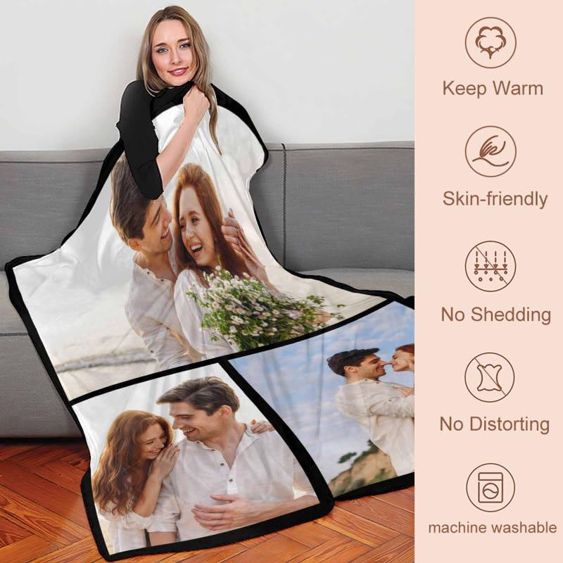 Miniatura 2 de Manta personalizada con fotos, nombre, fotos personalizadas, regalos personalizados para adultos, mamá, papá, hija, bebé, mejor amigo, tamaño Queen,