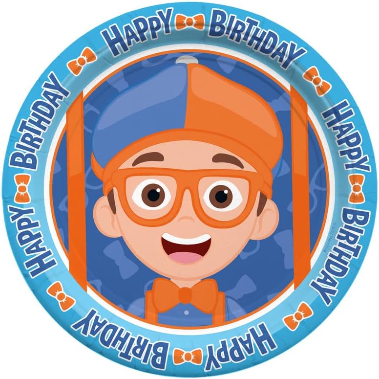 Treasures Gifted Officially Licensed Blippi Dessert Plates 8ct - 7in Blippi Party Plates - Blippi Birthday Party Supplies - Blippi Paper Plates - Blippi Plate Birthday Party - Blippi Party Supplies