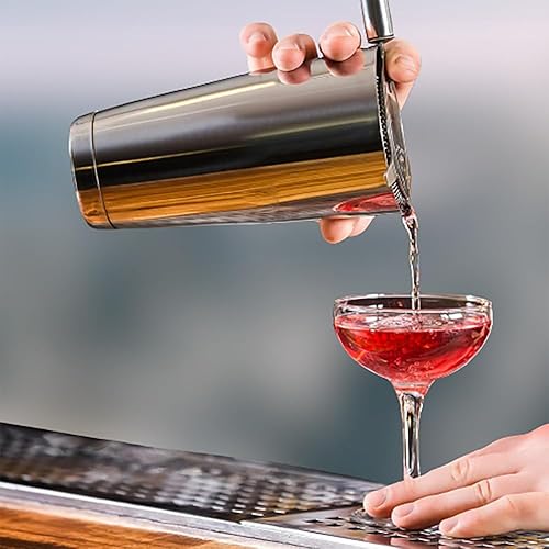 Miniatura 6 de Juego de coctelera de acero inoxidable, mezclador de bebidas de acero inoxidable, herramienta básica, batido ponderado, juego de coctelera de metal,
