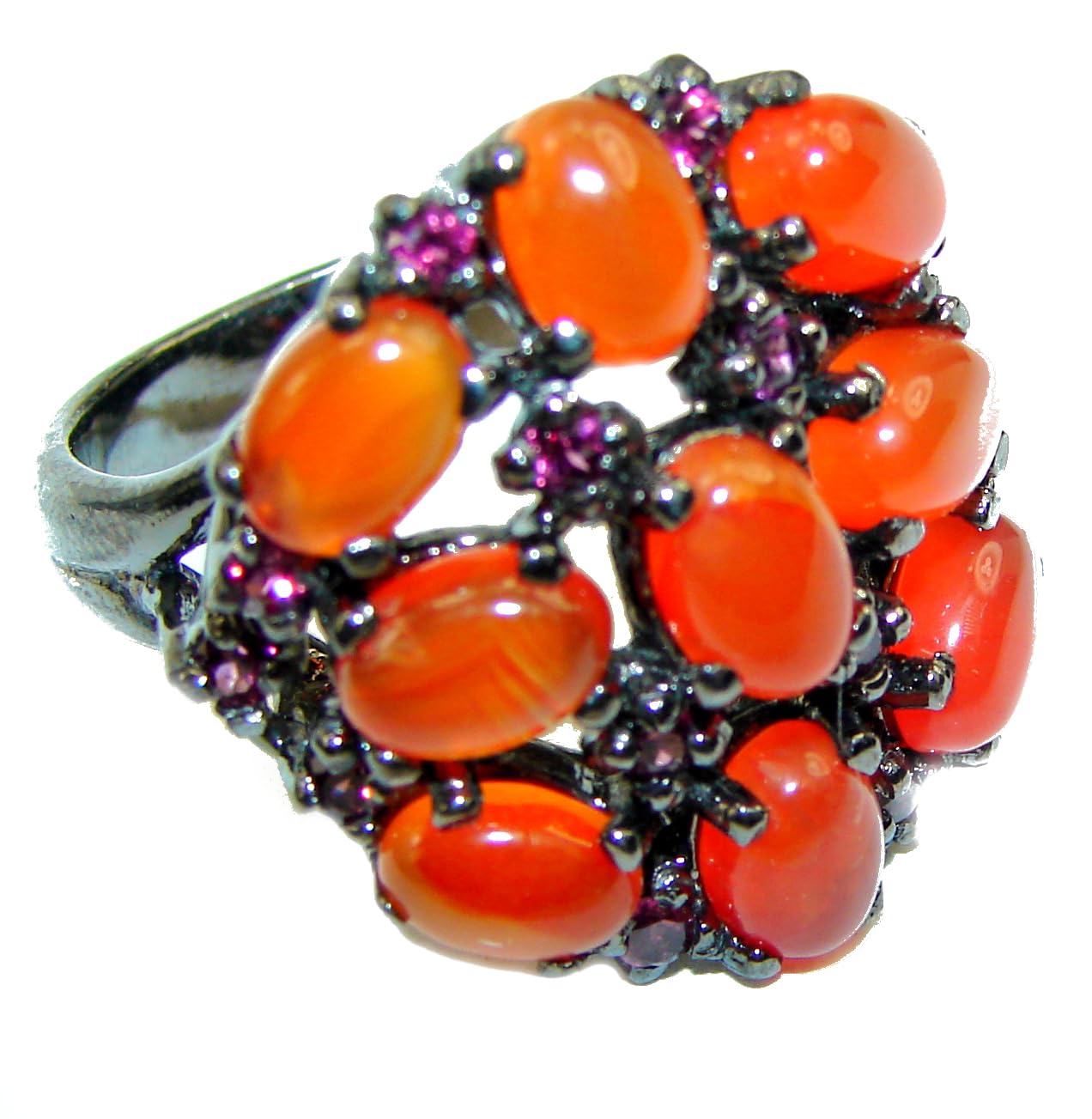 SilverRush Style Mexican Fire Opal Womens Ring 925 Sterling Silver Size: 8