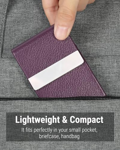 image for MaxGear Business Card Holder, PU Leather & Stainless Steel Business Ca