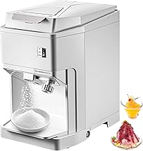 VEVOR Ice Shaver Machine Electric, Shaved Ice Machine Commercial 265 LBS/H, Snow Cone Maker w/Ice Hopper & Lid, 250W Ice Crusher w/Drain Pipe Tabletop Shaved Ice Maker w/Adjustable Fineness White