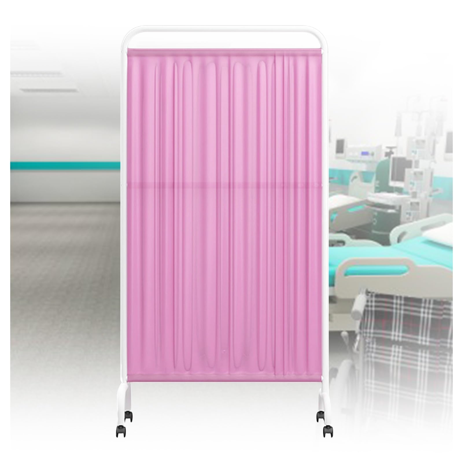 Paravent médical 5 panneaux pliable à roulettes marron de 1m80