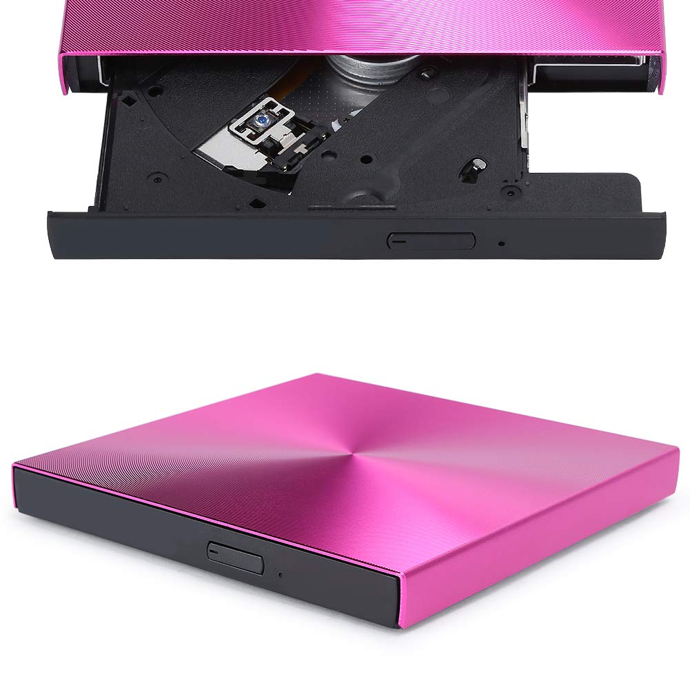 CCYLEZ Unit ottica esterna, unit CD/DVD +/- RW portatile USB 3.0 Masterizzatore di riscrittura DVD/CD sottile, unit disco DVD-RW per desktop laptop (Rosa)