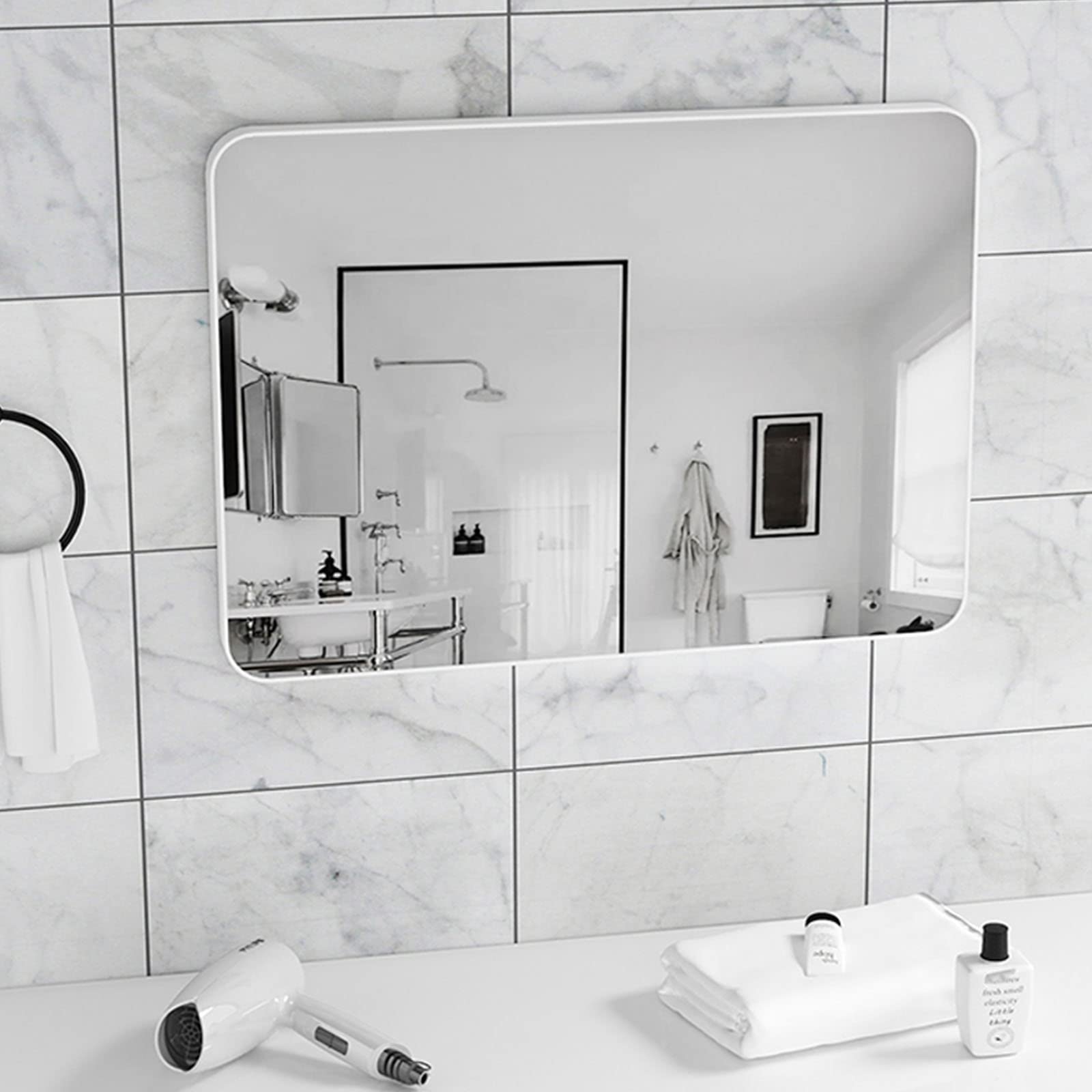 Specchi da Bagno, spogliatoi a Parete privi di Luce, bagni, Servizi igienici, pettini a Parete e specchi per Il Trucco (Installazione Senza Perforazione)