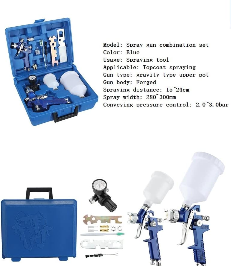 Miniatura 7 de HVLP - Juego de pistola pulverizadora por gravedad de aire, pistola de pintura para automóvil, 2 en 1 con 0.055 in, 20.3 fl oz y 0.031 in, 5.1 fl