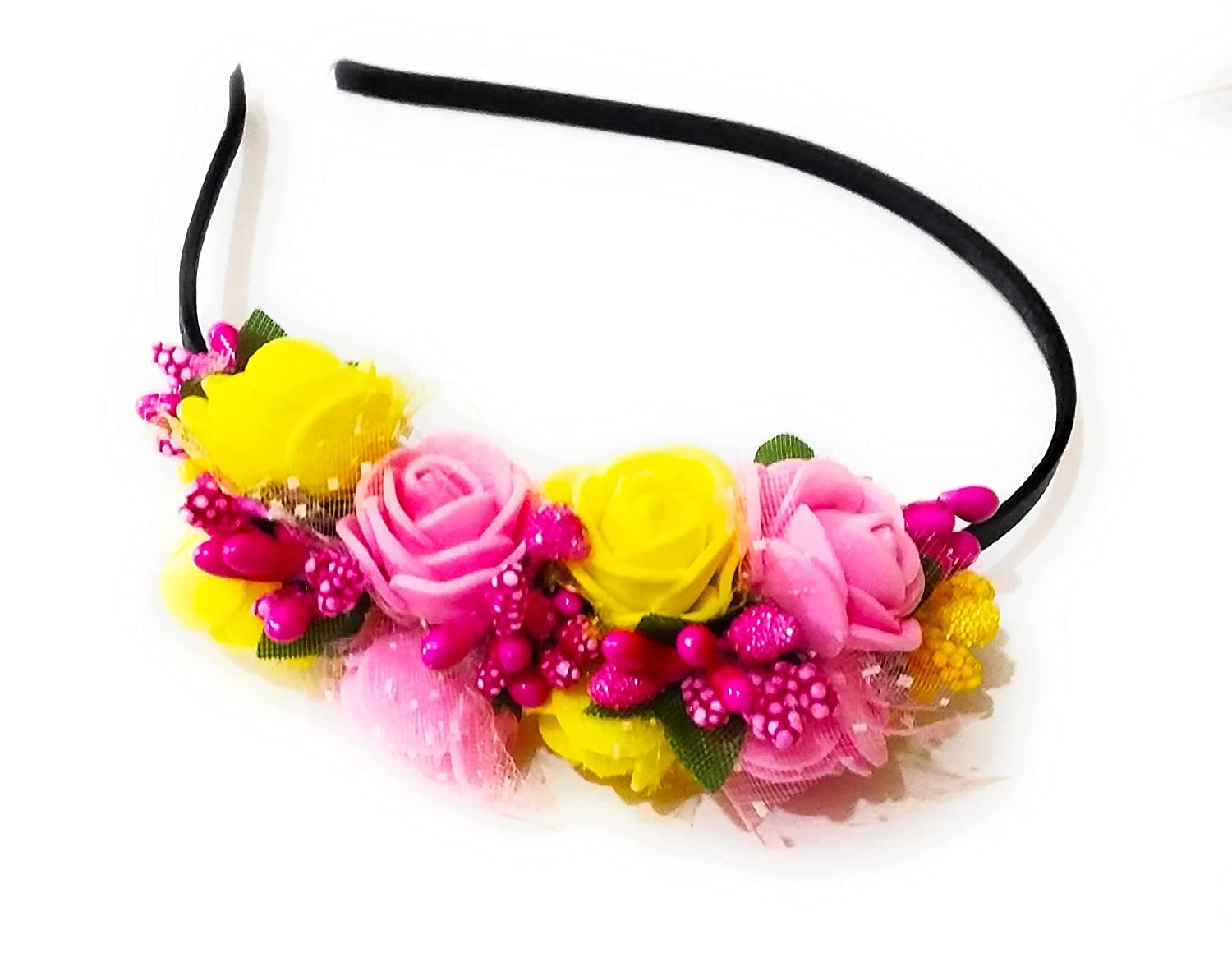 Mangalamcrafts Yellow Pink Flower Hair Band/Headband for Baby Girls Children Hairband for Birthday/Wedding Party Function etc (2-7years) (Yellow-Pink)) (B0B4GJ9492) Amazon Price History, Amazon Price Tracker