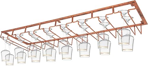 Miniatura 10 de Estante para copas de vino, 8 filas debajo del gabinete, soporte para copas de vino, organizador de almacenamiento para copas de vino, para bar,