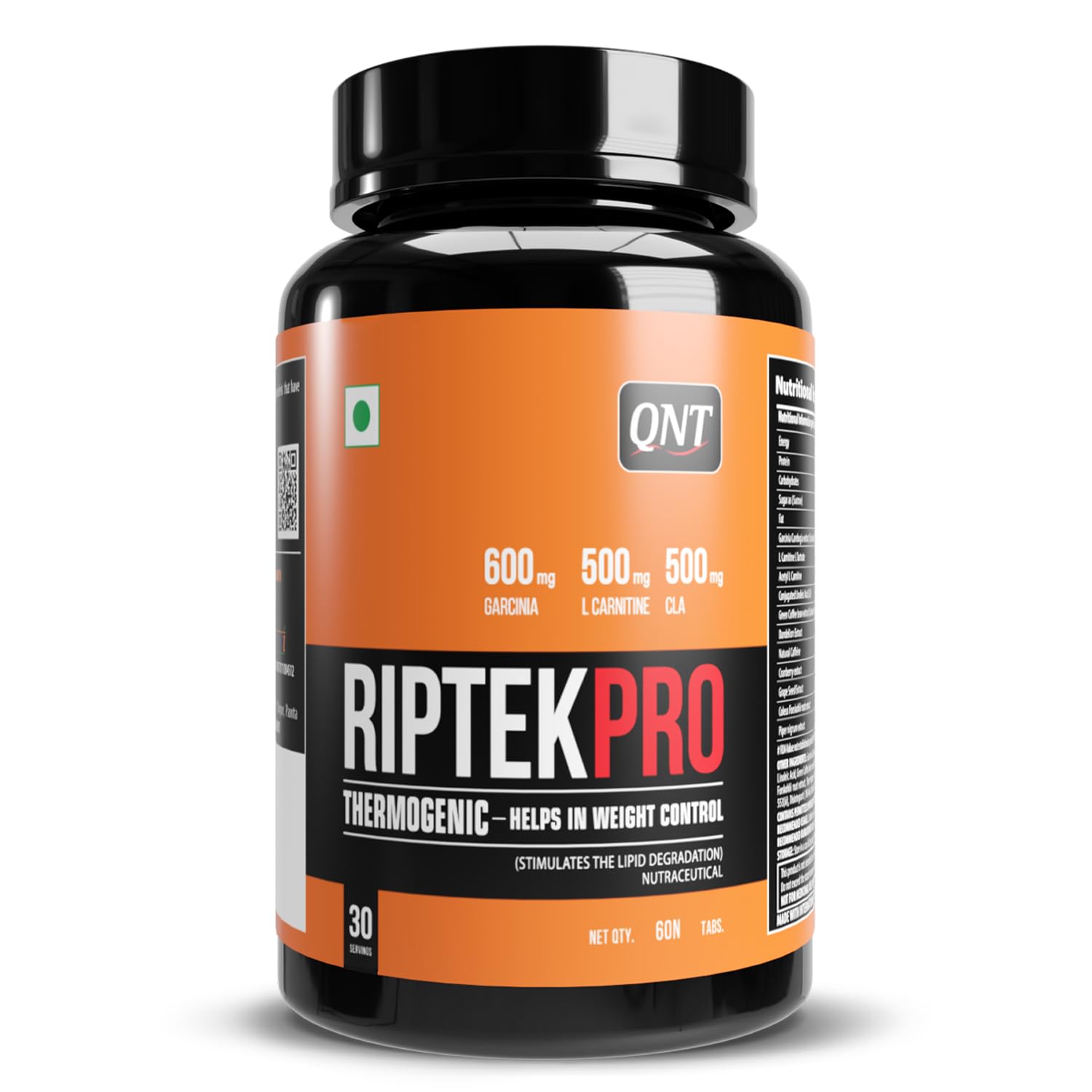 RIPTEK PRO | 600mg Garcinia, 500mg L-Carnitine, 500mg CLA | Helps in Weight Control | 60 Tabs | Thermogenic Fat Loss Activator