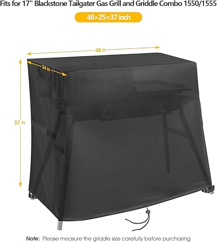 Miniatura 3 de Cubierta de parrilla para Blackstone 15551550 Tailgater Combo de parrilla de gas y parrilla, cubierta de parrilla resistente al agua al aire libre