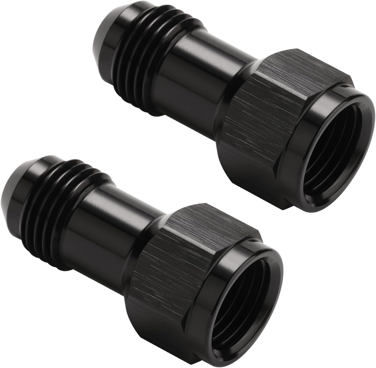 6AN Female Flare to 6AN Male Flare Extension Fitting Adapter Straight Aluminum Black 2PCS