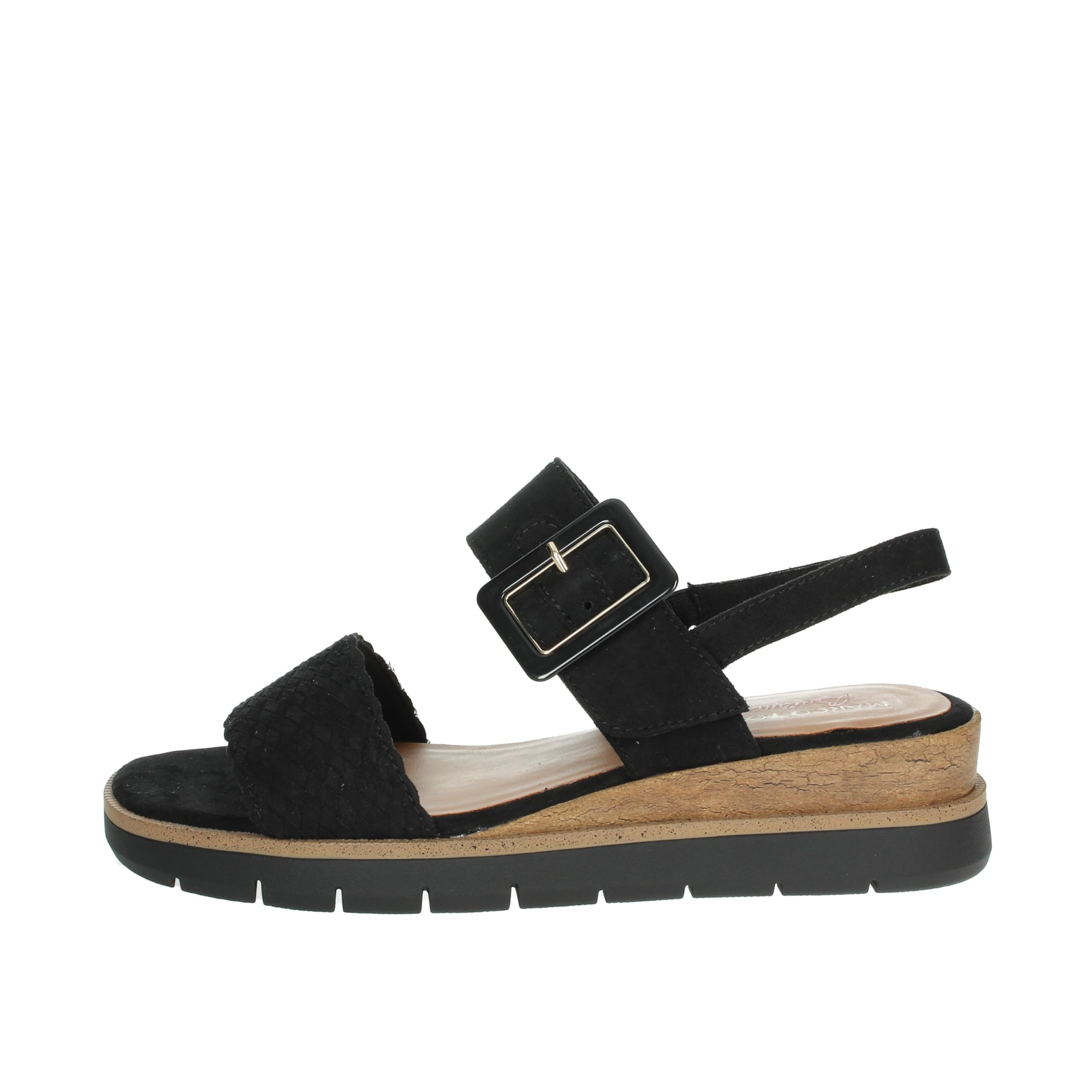 MARCO TOZZI Women's Flat Sandals with Fastening, Comfortable, Black, 8 UK