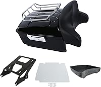 Vista 30 de Respaldo y estante de montaje con cajuela de viaje negra modificada para Harley 2014-2025 Touring Road King Street Electra Glide Ultra-Classic
