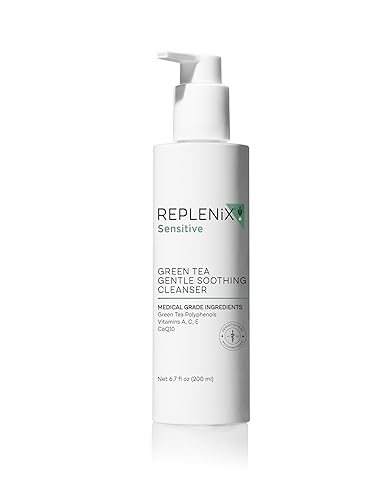 Replenix Green Tea - Limpiador calmante suave  Lavado facial de grado médico, limpiador facial cremoso para pieles sensibles, calmante, reduce el