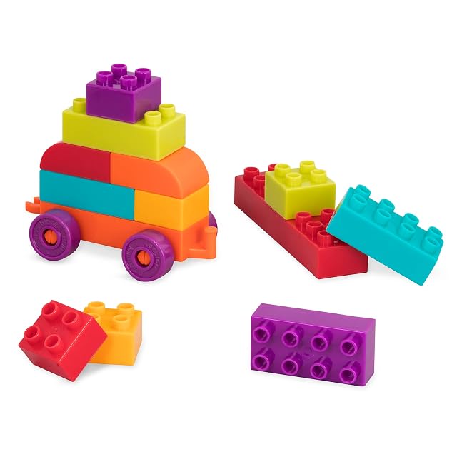 Foto 2 de 5 de Battat LOCBLOC Wagon - Juego de Bloques de construcción con vagón