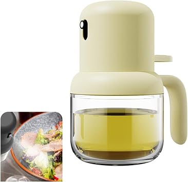 Oil Sprayer for Cooking,180ml Olive Oil Dispenser Bottle for Kitchen,Food-grade Glass Oil Mister for Air Fryer,Salad,Frying,BBQ,Grilling,Refillable Oil Dispenser Vinegar Sprayer Bottle Yellow