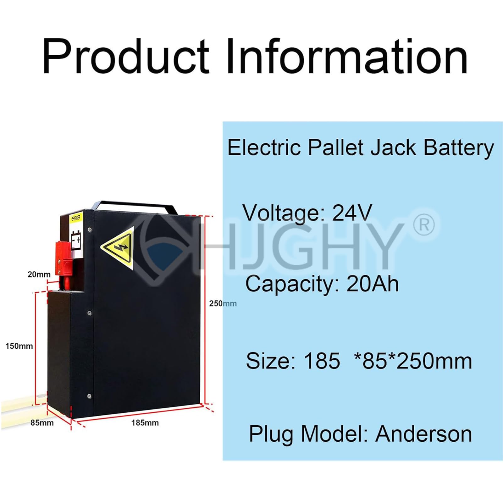Batteria per Carrello elevatore Elettrico 24V 20Ah, Batteria per transpallet Elettrico 24 Volt, batterie per impilatore per trasportatore ETU15 con Maniglia