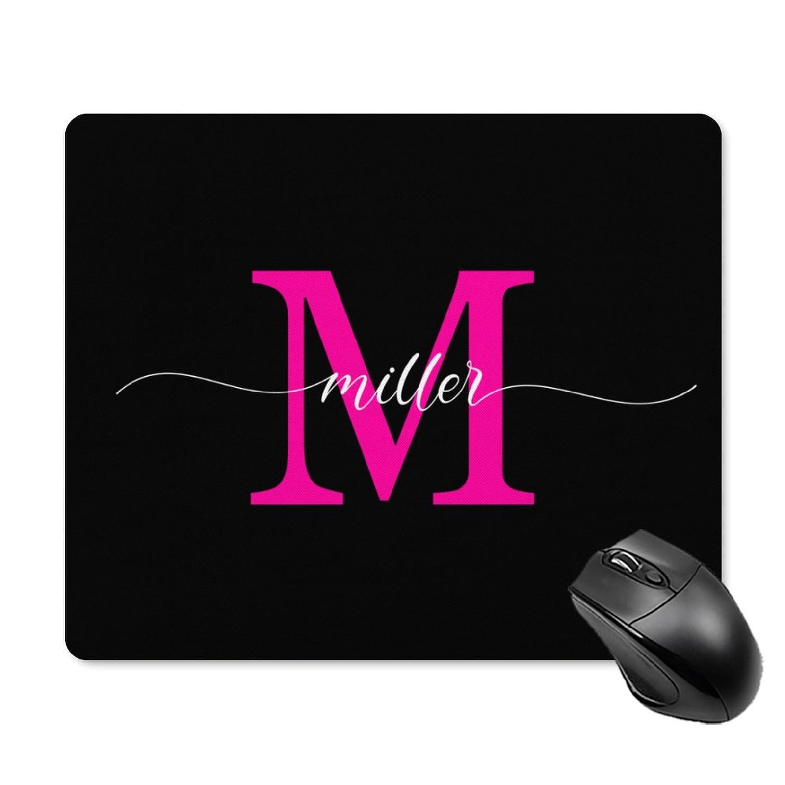 Custom Mouse Pad with Name,Personalized Monogram Mousepad. Initial Mouse Mat Rubber Non Slip for Office Desk,Christmas Birthday Gifts for Women Her Girlfriend Coworker 7.2x8.8 inch