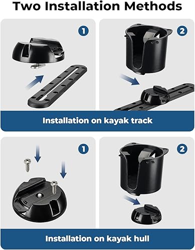 Miniatura 5 de KEMIMOTO Portavasos para kayak con montaje en riel, soporte para bebidas con clips antideslizantes, compatible con Yeti u otras botellas de 12 a 32