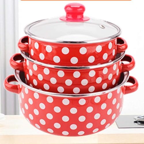 ZCGDP - Olla esmaltada para leche cuenco esmaltado cuenco de comida para bebé cuenco para orejas cuenco de arroz de dibujos animados con tapa olla