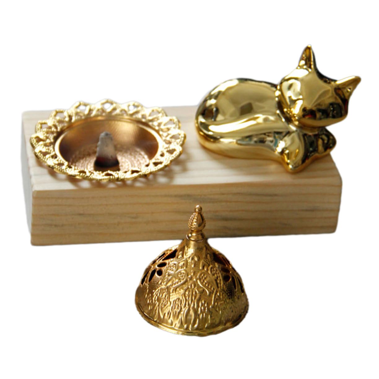 3 Sätze Holz Metall Räuchergefäß Aromatherapie Censer für Zuhause Büro Meditation Orientalisches Design mit Stabiler Bauweise und Feiner Verarbeitung