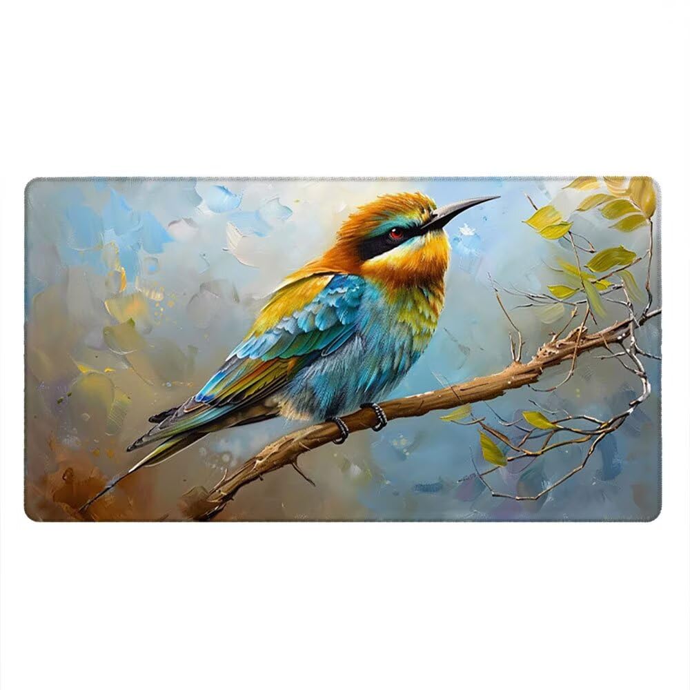 Podkładka pod mysz dla graczy, 1600x800mm XXL podkładka pod mysz do gier duża, zmywalna klawiatura biurowa mata antypoślizgowa gumowa wodoodporna, szyte krawędzie, gracz komputer PC, ptaki zwierzęta