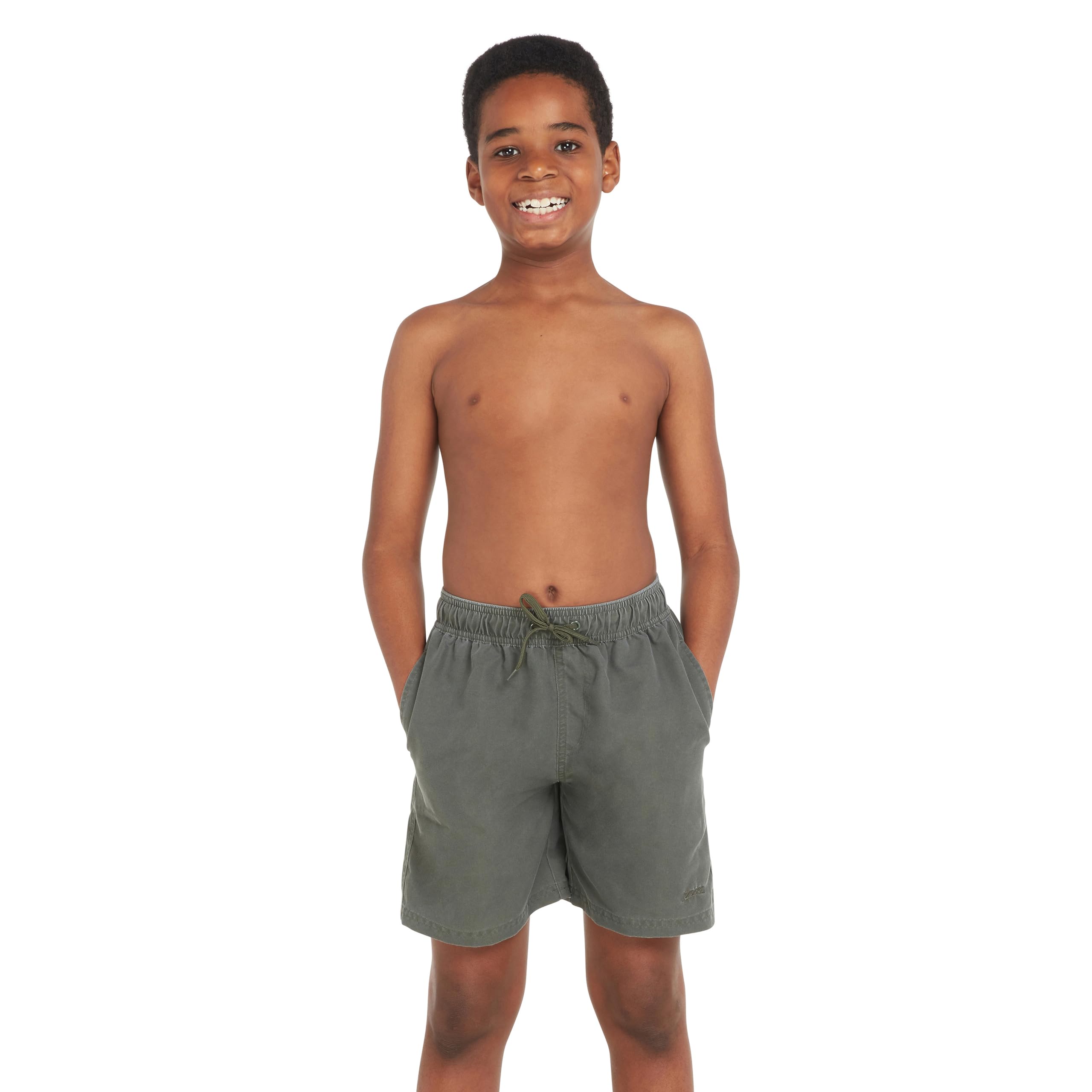 Zoggs Boys Mosman Washed 15" Swim Short - Khaki, 25", 10-11 Years, Medium