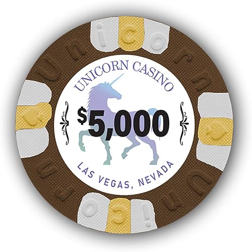DA VINCI Paquete de 50 fichas de póquer Unicorn All Clay de 0.32oz con denominaciones, auténticas fichas de casino