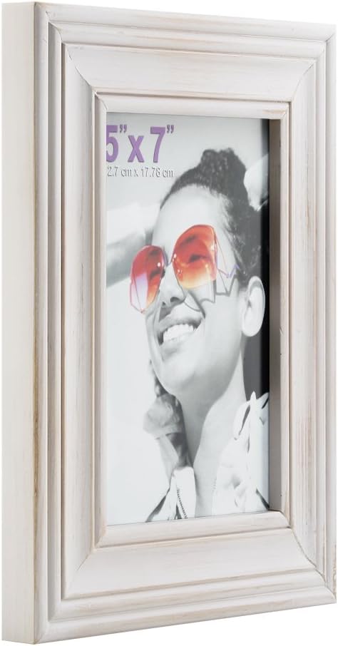 RPJC 5x7 Wlide-Frame Picture Frames Made of Solid Wood High Definition Glass for Table Top Display and Wall Mounting Photo Frame White