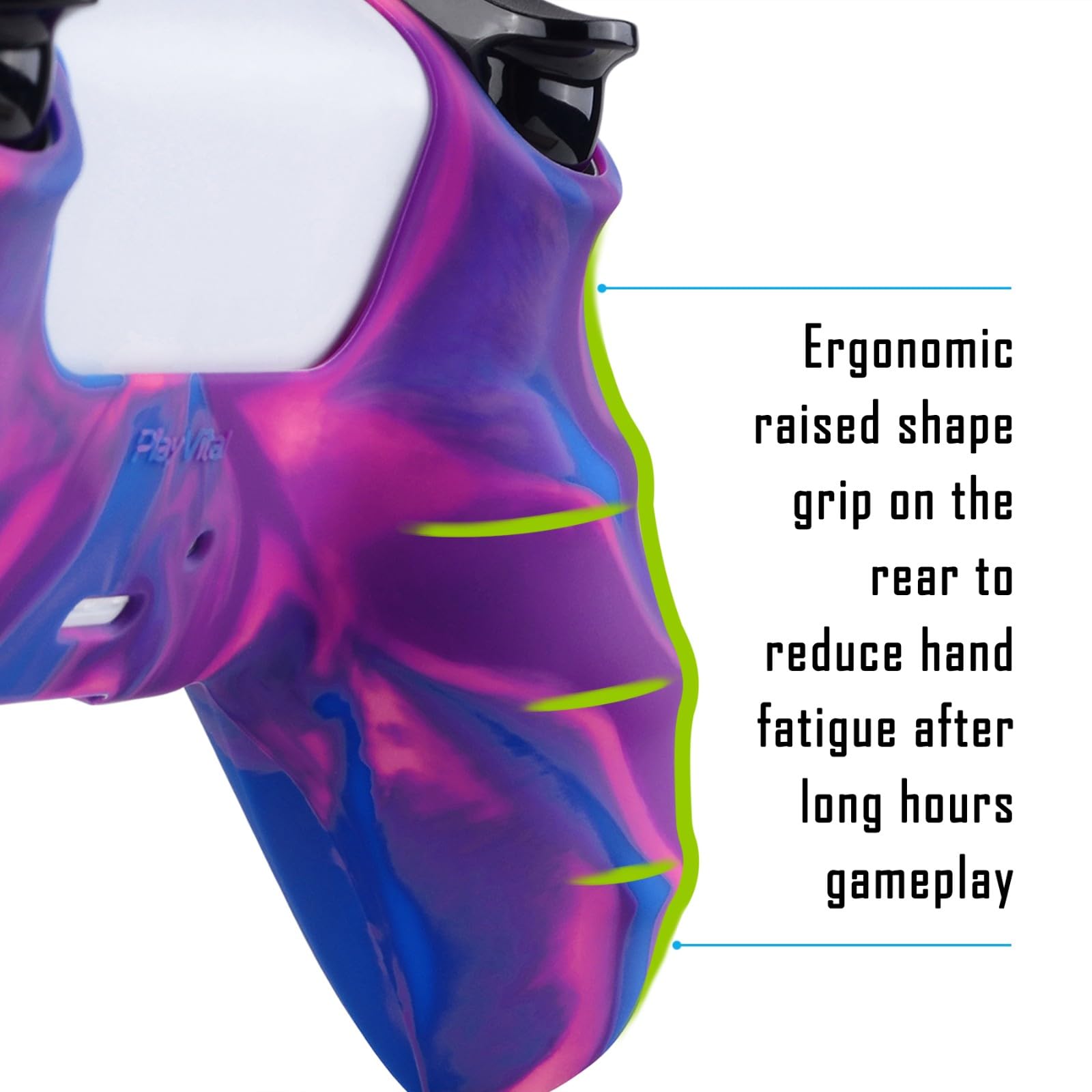 PlayVital Cover Custodia per ps5 Controller Joystick Silicone Case Skin Antiscivolo Gomma Protettiva con Copri Levette Analogiche-Rosa&Viola&Blu Mimetico