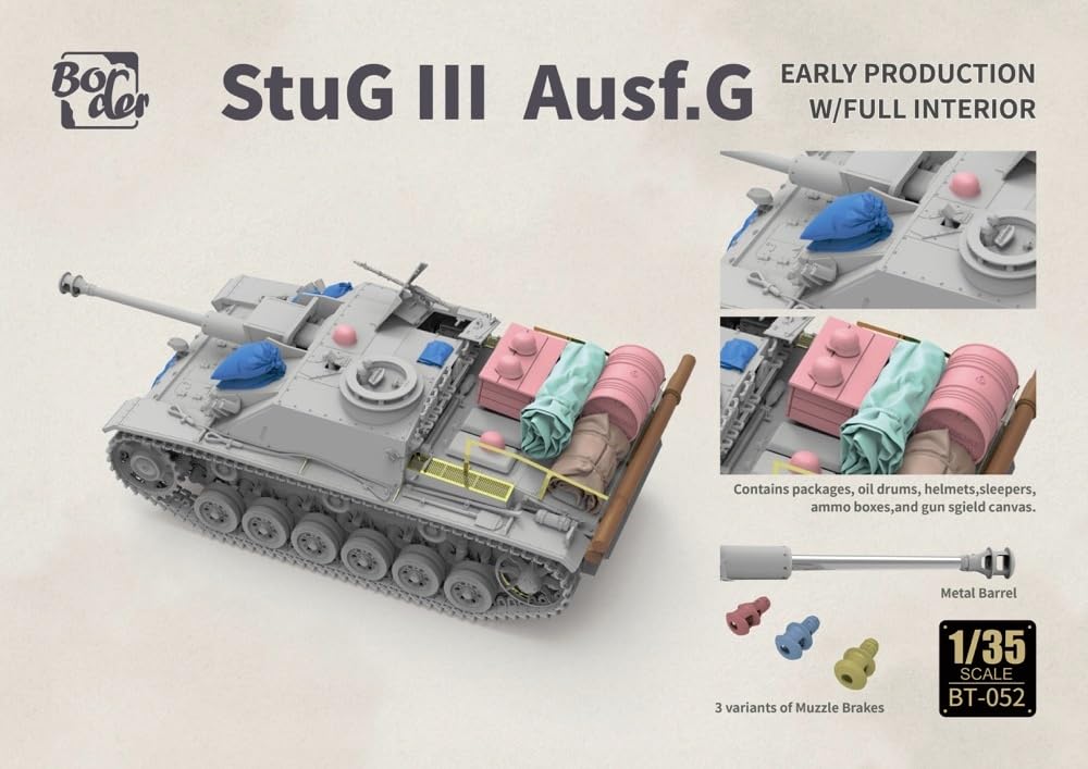 Model obramowania BT052 1/35 niemiecki nr III pistolet szturmowy typ G wczesny model z pełnym wnętrzem plastikowym modelem (czołg)