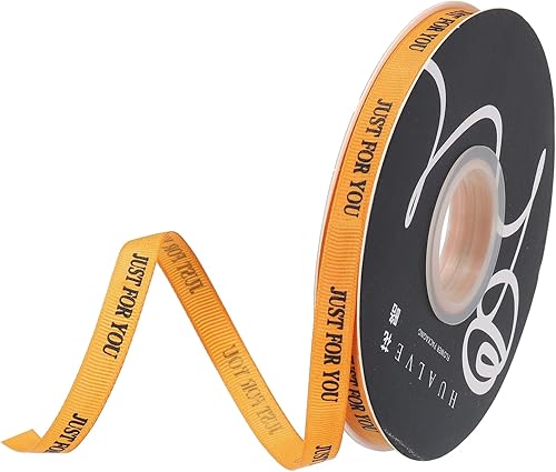 Miniatura 8 de MECCANIXITY Cinta de satén personalizada de 38 de pulgada delgada de 50 yardas Just for You Cinta de grogrén beige pastel para envolver regalos