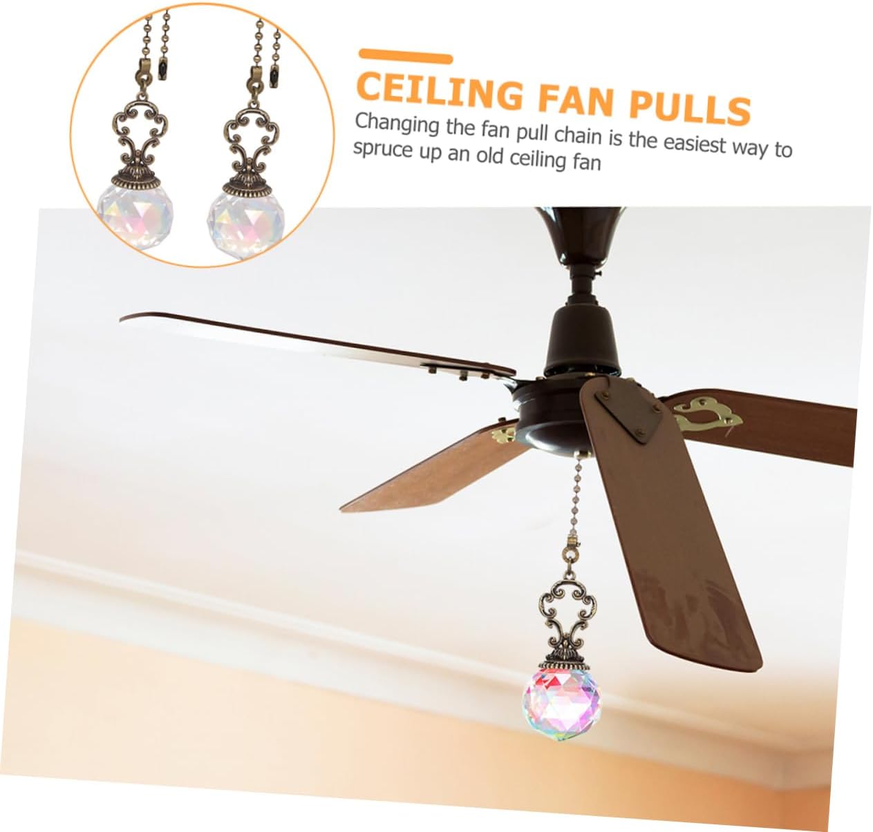 Ceiling Fan Pull Chain Extension Crystal Pull Chain Set Elegant Home Decor for Ceiling Fan