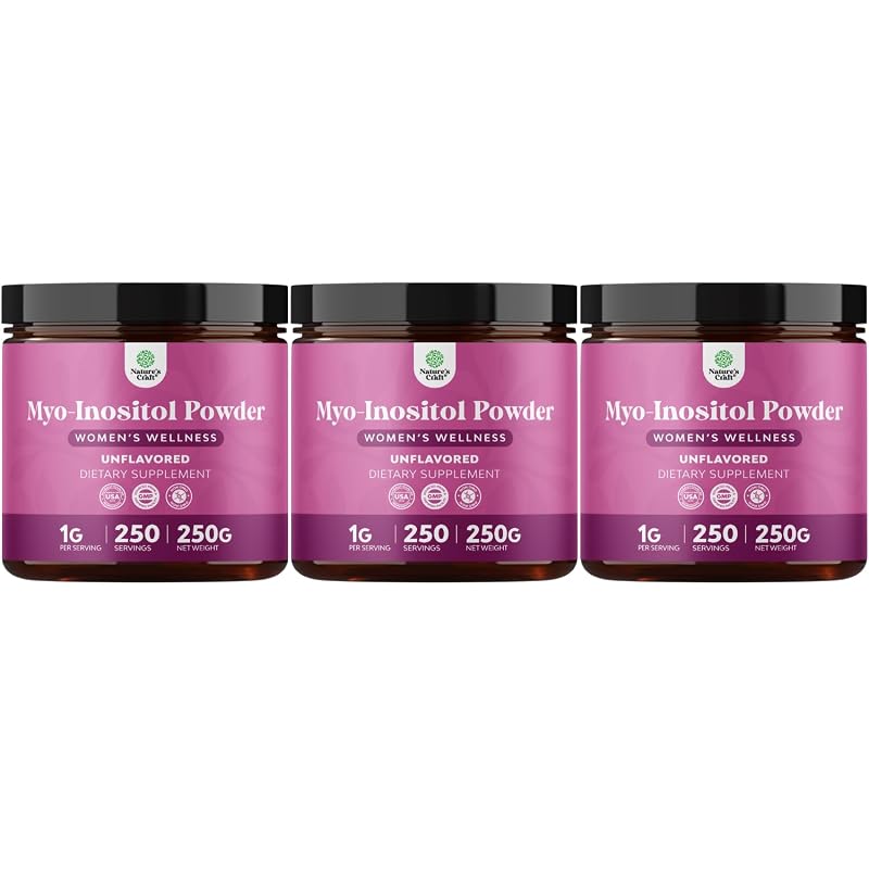 Natures Craft Suplemento de inositol em pó, mio-inositol, 250 g, pacote com 3