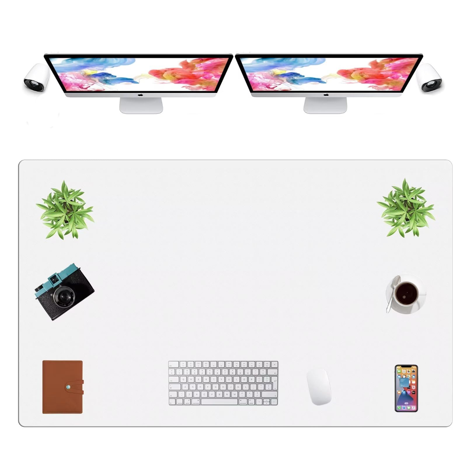 LL-COEUR Extra Large PU Leather Desk Mat Large Mouse Pad XXL Waterproof Table Mat Office Laptop Writing Pad (51.2 x 31.5 inch, White)