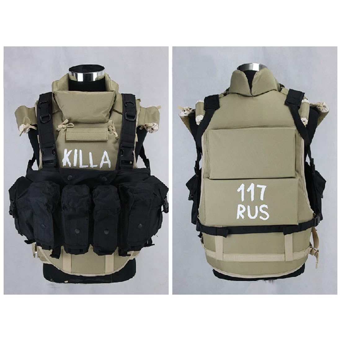 Taktische Weste für Herren, Russian 6B13 Plattenträger mit Eva-Polsterung, Verstellbarer Kragen & Metallhaken, Multifunktionale Militär Weste für Cosplay & Airsoft, Killa Armor Edition