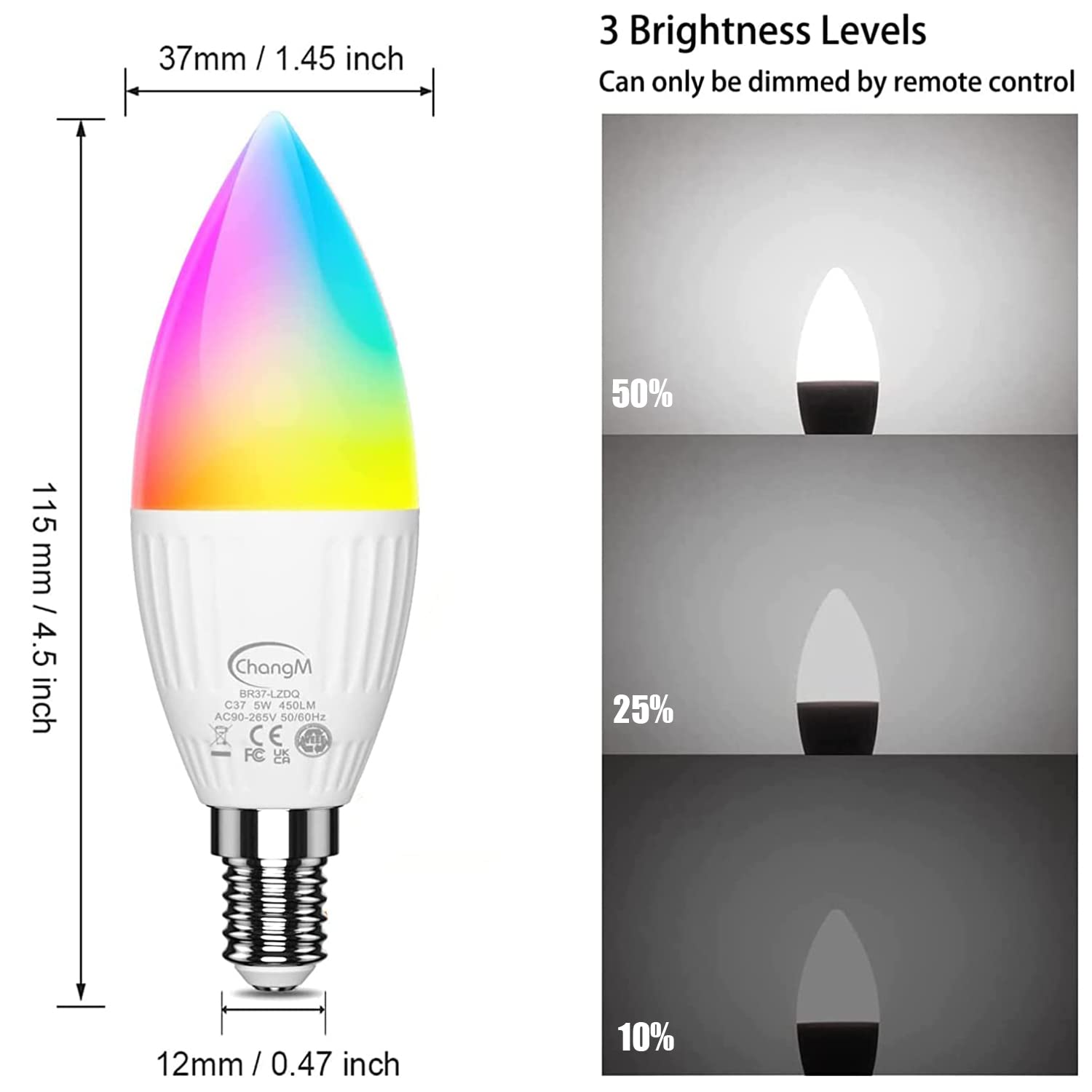 ChangM E12 LED Candelabra Light Bulbs 40W Equivalent