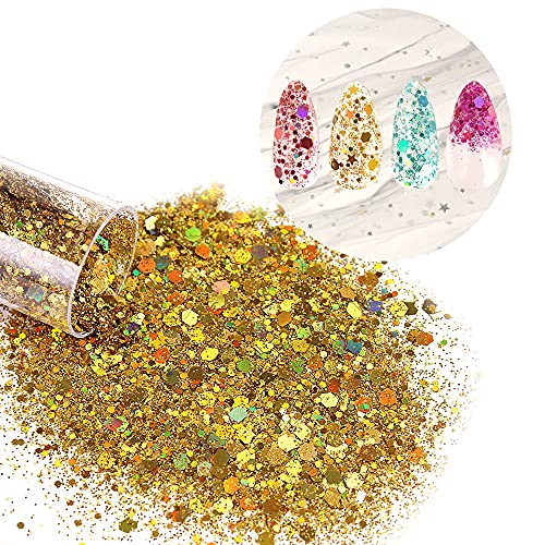 Chunky And Fine Glitter Mix, Estanoite 24 Colors Sequins & Fine Glitter Powder Mix, Holographic Glitter Flakes, Cosmetic Face Body Eye Hair Nail Art Resin Tumbler Iridescent Glitter Loose Glitter #TOP3